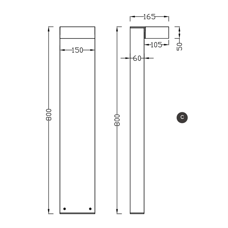 Square Black Bollard Lights
