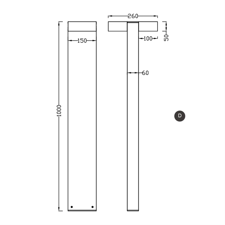 Square Black Bollard Lights