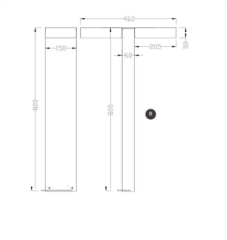 Square Black Bollard Lights