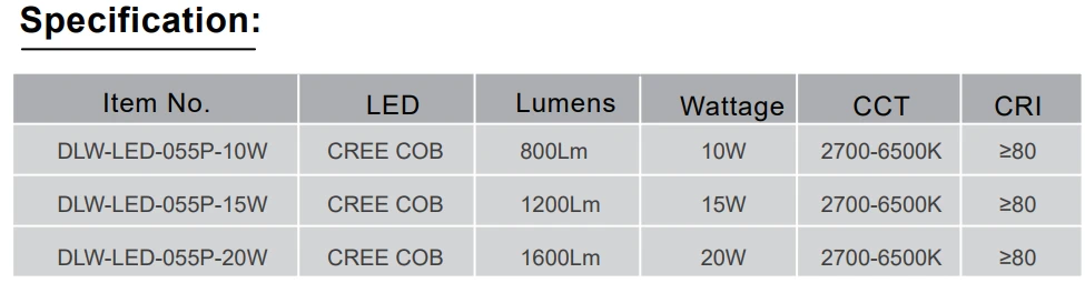 DLW-LED-055P SPEC