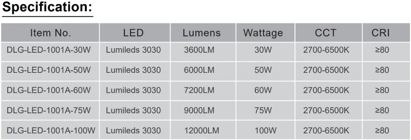 DLG-LED-1001A SPEC DLG-LED-1001A SPEC